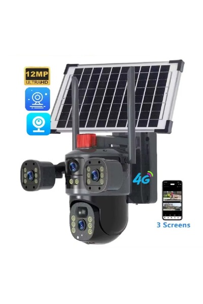 Teknova Cameră Supraveghere Teknova, 4G, Încărcare Solară, 12MP, 3 Lentile, P...