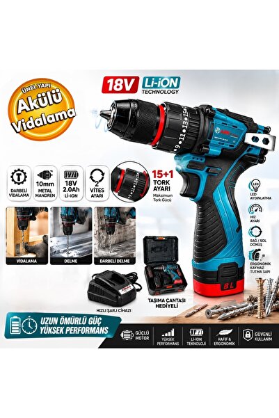 Ark ARK4747 Metal Mandren 18 V 2.0 Ah Çift Akülü Şarjlı Darbeli Vidalama