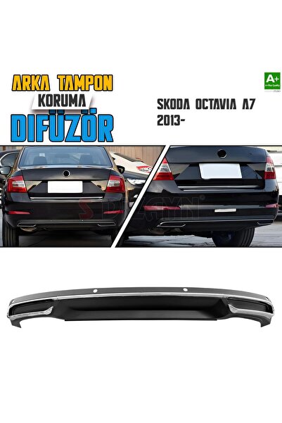 S Dizayn S-Dizayn Skoda Octavia A7 Arka Tampon Koruma Difüzör Egzozlu OEM Sti...