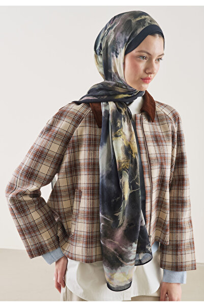 Freshscarfs Pure Abstract Desen Rami Şal Siyah