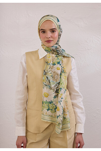 Freshscarfs Jasmıne Joy Desen Rami Şal Soft Yeşil