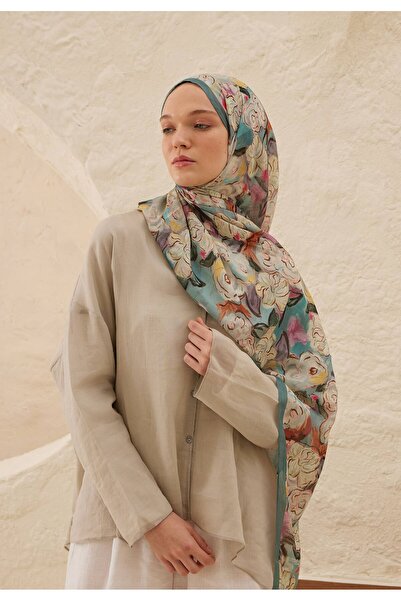 Freshscarfs Lında Desen Rami Şal İndigo