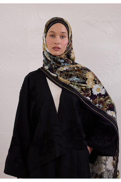 Freshscarfs Jasmıne Joy Desen Rami Şal Siyah