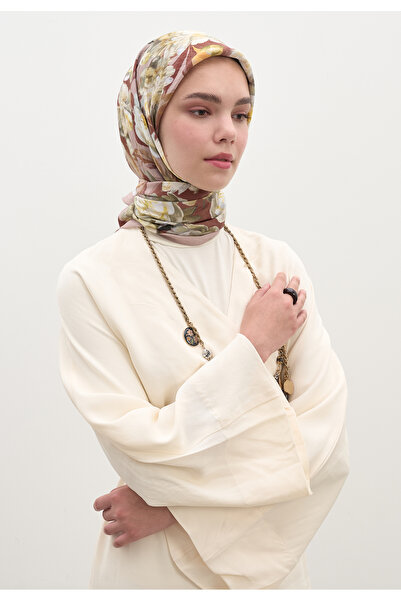 Freshscarfs Φουλάρι από βαμβάκι και βισκόζη με σχέδιο από ξηρό τριαντάφυλλο κ...