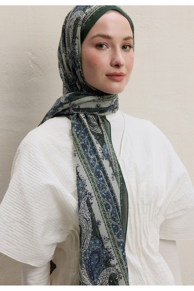 Freshscarfs Paısley Elegance Desen Şal Zümrüt Yeşili