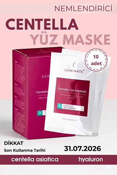 Luminate Centella Cica Krem Yüz Maskesi 10'lu Hyalüronik Asit Shea Yağı Yatış...