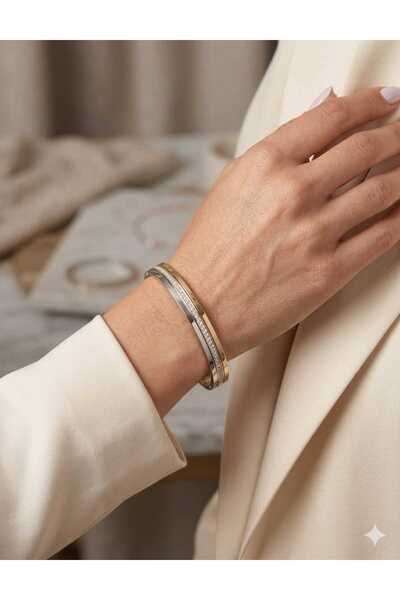 TLSMACCESORIES AJDA BİLEZİK ÇELİK ZİRKON TAŞLI 3LÜ 66CM
