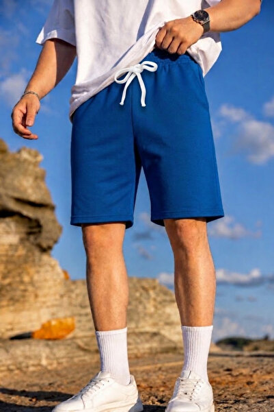 COMBİNE MİCHAİL Erkek Pamuklu Casual Cepli Bol Mavi Şort