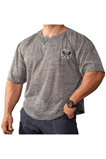 Big Sam Γκρι μπλουζάκι προπόνησης Bodybuilding με άνετη εφαρμογή 3142