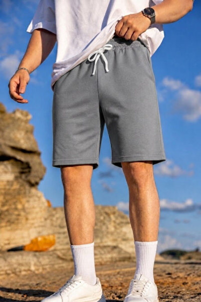 COMBİNE MİCHAİL Erkek Pamuklu Casual Cepli Bol Gri Şort