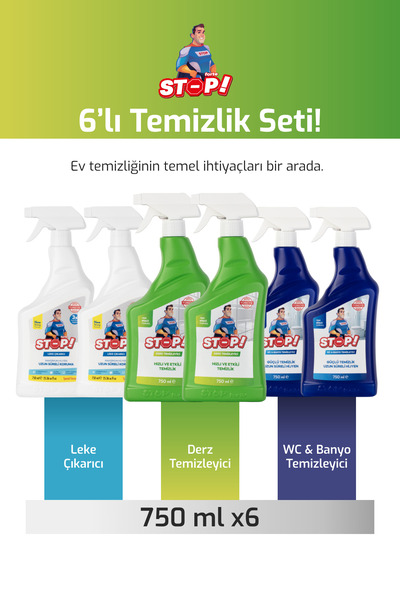 STOP Forte Zorlu Leke Seti 6 x 750 ML Leke, Derz,Tuvalet Temizleyici