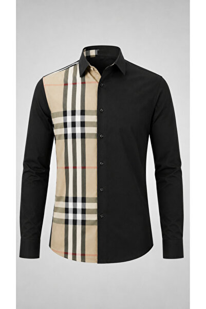 Gömlekçi Kadir Kişiye Özel Dikim Burberry Isimli Nakışlı Erkek Gömlek