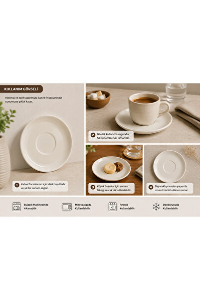 Bonna Porselen Bonna Gourmet Kahve Fincan Tabağı 6 Adet - 12 Cm