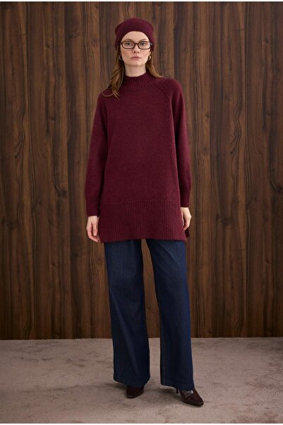 HEQA Turtleneck Basic Sweater Burgundy