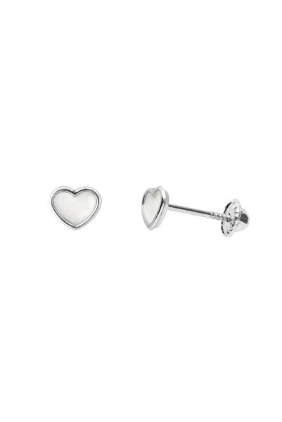 Lisa&Co. Gold Earrings with Enamel Heart Thread White Gold