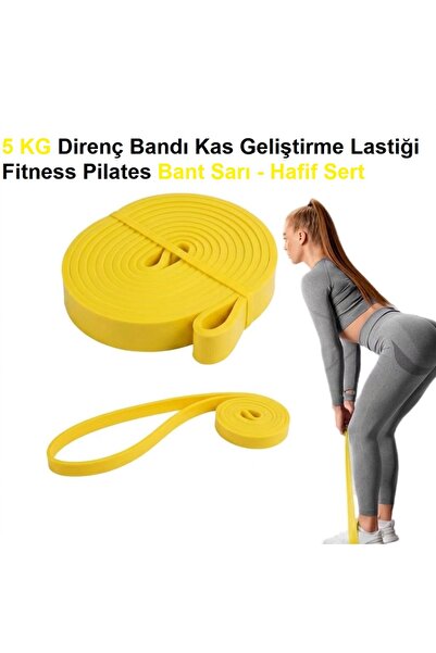 ORVİCA 5 KG Direnç Bandı Kas Geliştirme Lastiği Fitness Pilates Cross Training Bant Sarı - Hafif Sert