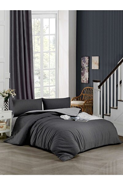 ELY PARKER Kolay Ütü-90x190-tek Kişilik Nevresim Takımı (gri Lastikli Çarşaf+yorgan Kılıfı+y. Kılıfı) Antrasit