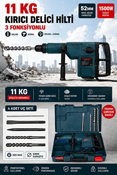 SCHUTZENGER German Desing 3600w 11 Kg Sds Max 3 Fonksiyonlu Kırıcı - Delici H...