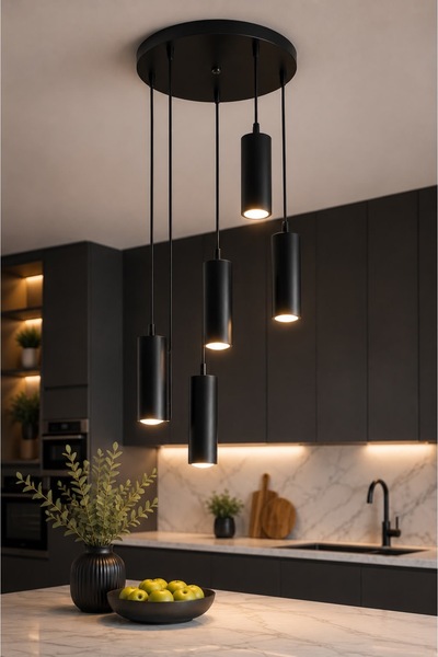 VENON Silva 5.Li Sarkıt Siyah 23 Cm ⭐Dekoratif Metal Tavan Modern Avize GÜNIŞ...