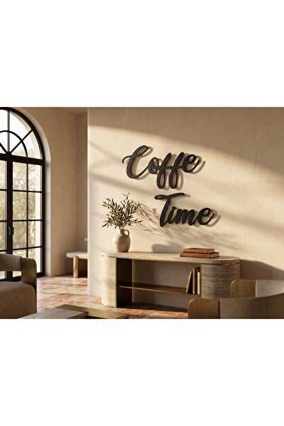 Mova Dizayn Modern Metal Coffee Time Duvar Yazısı Mutfak Cafe Dekoratif Tablo...