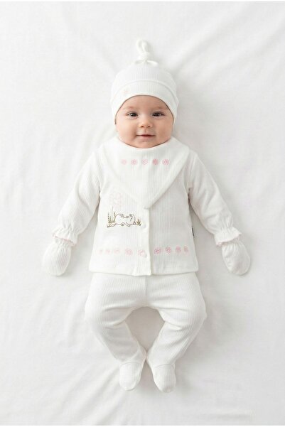 ZEYNUKO طقم ملابس للأطفال حديثي الولادة مكون من قطن قطع مطرزة بالزهور 100% قط...