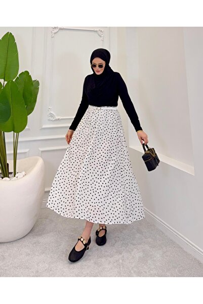 ALLİNOFFİCİAL Voile Skirt Polka Dot White