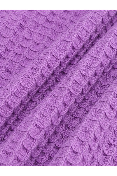 İncili Girl's Lilac Wide Leg Bubble Textured Pocketed Pants - Relaxed Fit Single Bottom