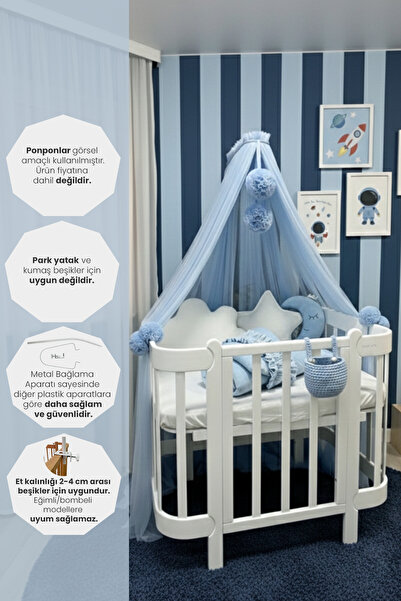 Kiddy Happy Mavi Beşik Cibinliği Ve Cibinlik Aparatı