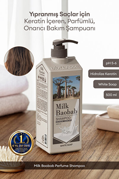 Milk Baobab Yıpranmış Saçı Onaran Parfümlü Keratinli Şampuan Perfume Shampoo ...