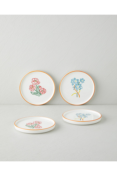 English Home Roselle Seramik 4'lü Pasta Seti 16 cm Renkli