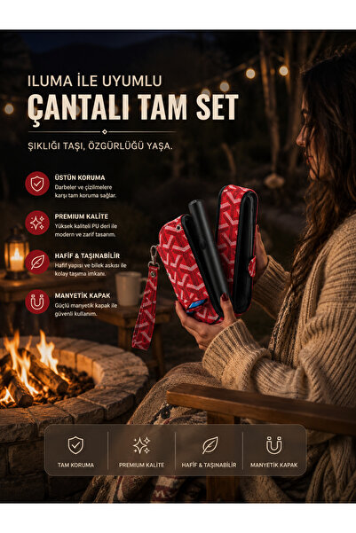 Zigver IQOS ILUMA KAPAKLI ÇANTA KILIF GOYARD RED(TERREA İLE ÇALIŞAN CİHAZA UY...