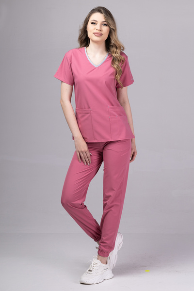 tag Costum medical PREMIUM EVA pentru femei, roz deschis