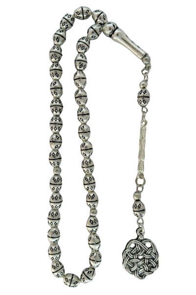 oftenadmire Silver Color Metal Prayer Beads, 33-Piece Rosary with Silicone Ru...