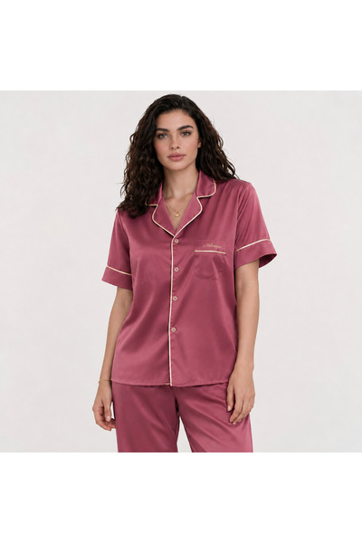 VELVIA Soft Satin Pajamas with Short Sleeves