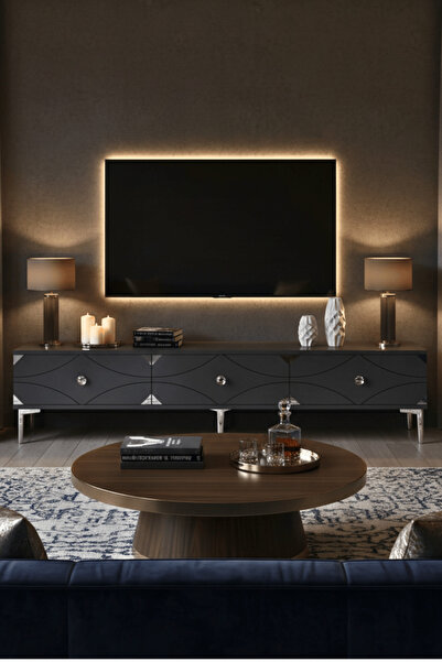 cnyr TSA1897AS - ALFA TSA180 TV STAND, TV SEHPASI ve TV ÜNİTESİ ANTRASİT - SI...