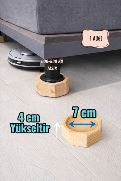 iDekor Robot Süpürge İçin Doğal Ahşap Koltuk Baza Yükseltici ” 4 cm Yükseltir...