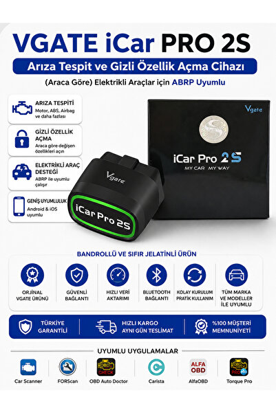 Vgate iCar PRO 2S Bluetooth 5.2 Arıza Tespit ve Gizli Özellik Açma Cihazı ABR...