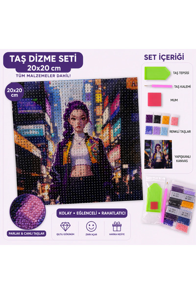 Alka Peluş K-Pop Idol Tasarımlı Çerçeveli Elmas Boyama Kiti 20x20 cm - DIY Ta...