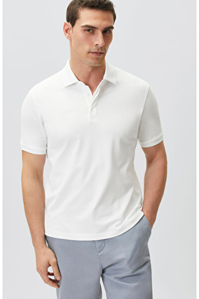 Network Kırık Beyaz Polo Yaka Pike Desen T-shirt