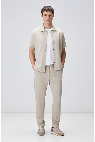 Network Bej Duble Paça Diyagonal Örme Jogger Pantolon