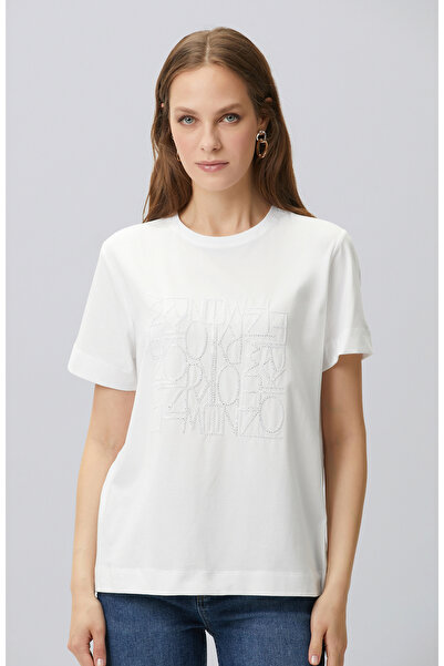 Network Beyaz Nakış Detaylı T-shirt