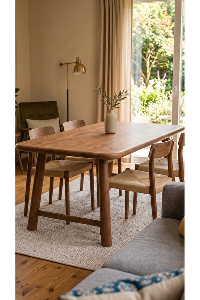 KIYMIK HOME Ceviz Gerçek Ağaç Yemek & Toplantı Masası – 160x70cm - Kişiye Öze...