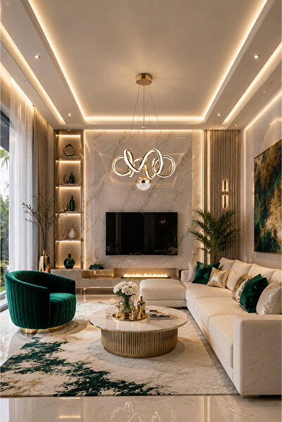 GUSTO LİGHTİNG VİENNA LED SARKIT GOLD AVİZE,3 RENK YANABİLEN MODERN AVİZE,SAL...