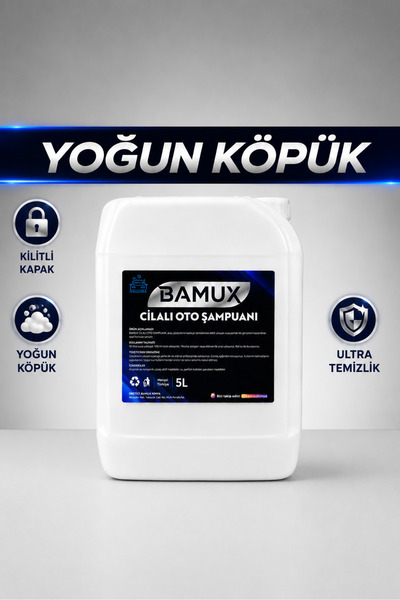 Bamux 5 LT Oto Şampuanı | Extra Yoğun Köpük Teknolojisi + PH Nötr Cilalı Parl...