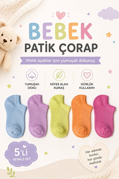 JUST SOCKS 5 li bebek pamuk kısa çorap