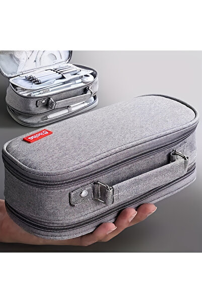 Choice Grey Portable Large Capacity Pencil Case Upper Pen Box Multifunctional...