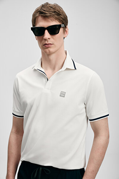 Lufian Grom Smart Erkek Polo Tişört Kırık Beyaz