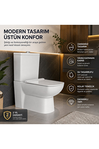 BS GOYA Duvara Sıfır Kanalsız Klozet + SESSİZ KAPAK + BASMALI İÇ TAKIM DAHİL.