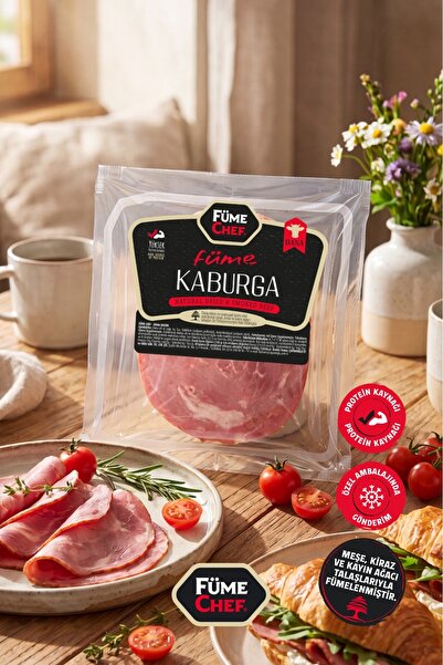 FümeChef Dana Kaburga Etinden Dilimli Dana Füme 100 gr Yoğun Tütsülenmiş Lezz...