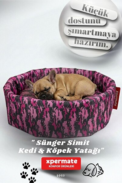 XPERMATE Köpek Yuvası Küçük Irk Köpek Yatağı Ve Kedi Yatağı Büyük Kamuflaj Su...